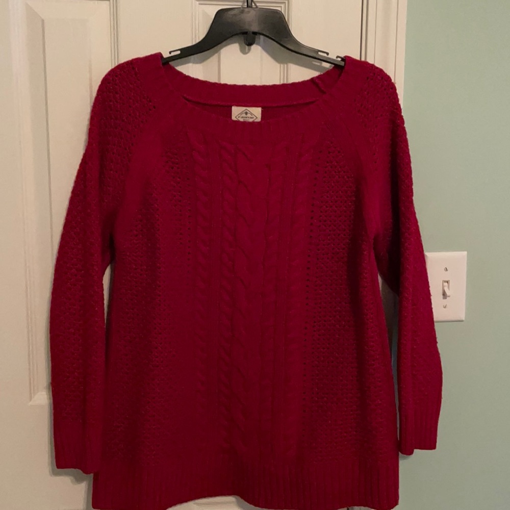 Deep Red Scoop Neck Sweater
